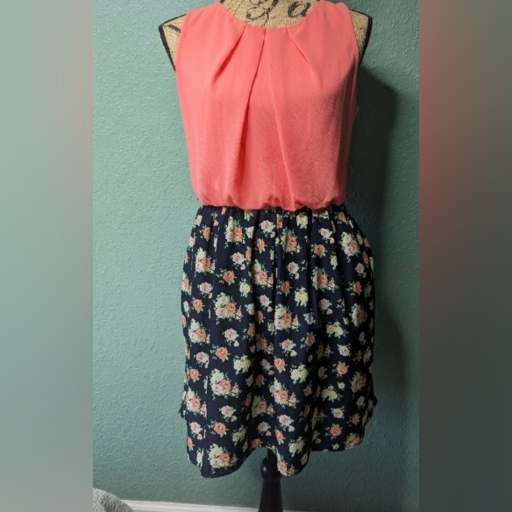 A. Byer Black and Pink Mini Skater dress